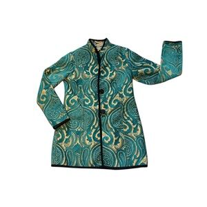 Free People x Trimdin Reversible Jacquard Brocade Blazer Vibrant Unique Jacket